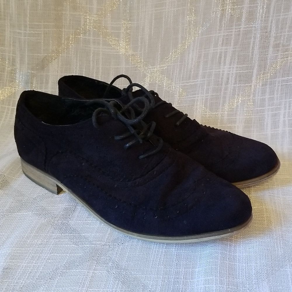 Rouge Flats Loafer Shoe Women 8 Black Classic Tie Up Preppy Minimalist